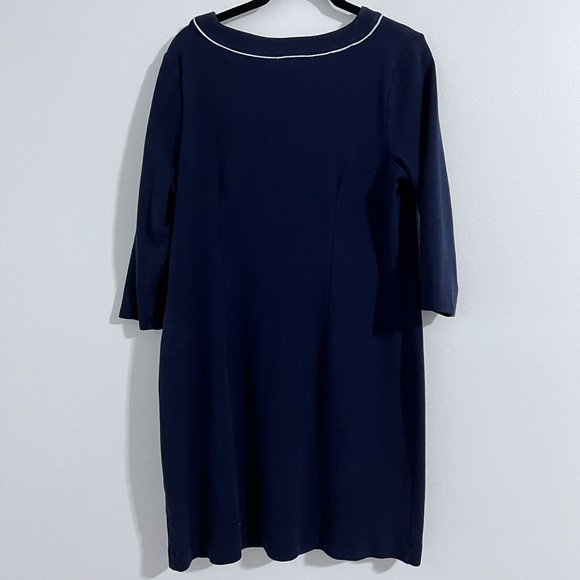 Talbots Petite Navy Blue Shift Slip On Dress Size L P Nautical Casual Minimal - Picture 2 of 6